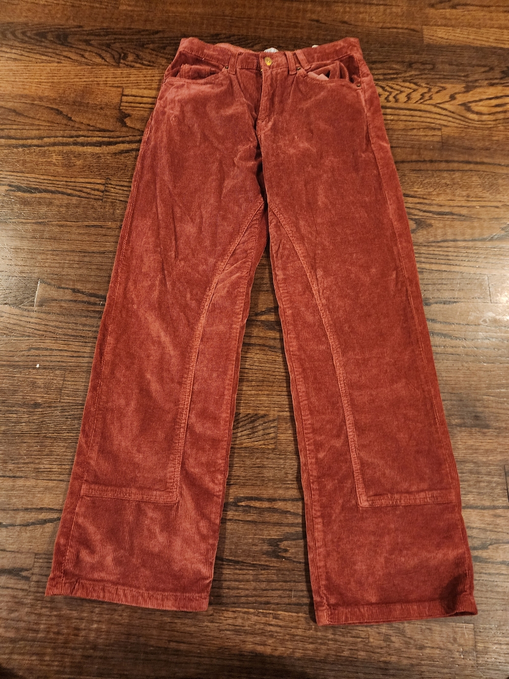 We The Free Straight-Leg Corduroy Pants in Rust
